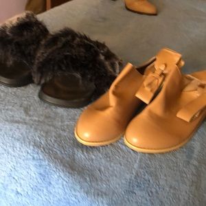 New furry slippers and ankle boots